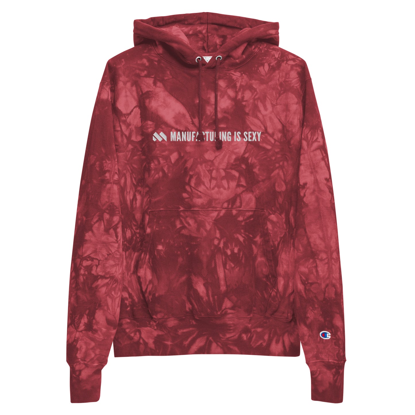 Manufacturing is sexy Champion tie-dye hoodie, embroidered
