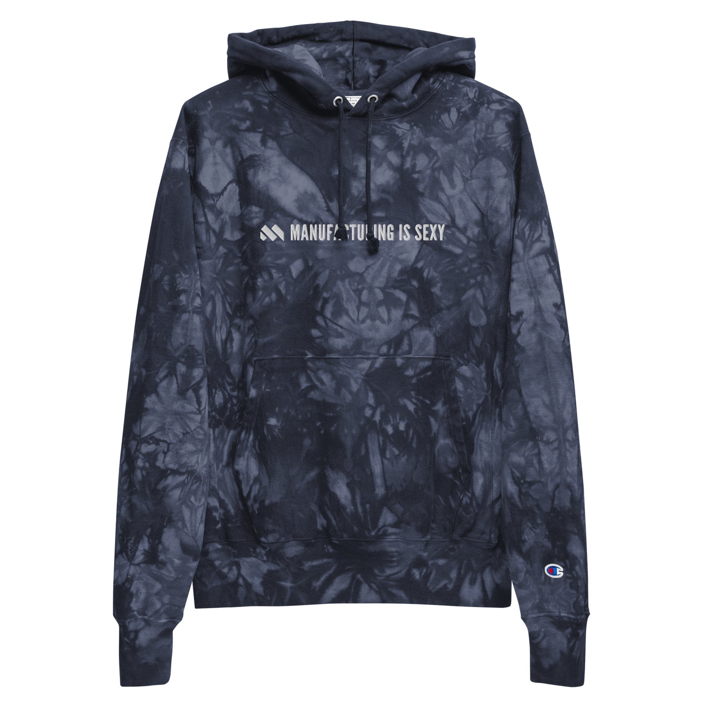 Manufacturing is sexy Champion tie-dye hoodie, embroidered